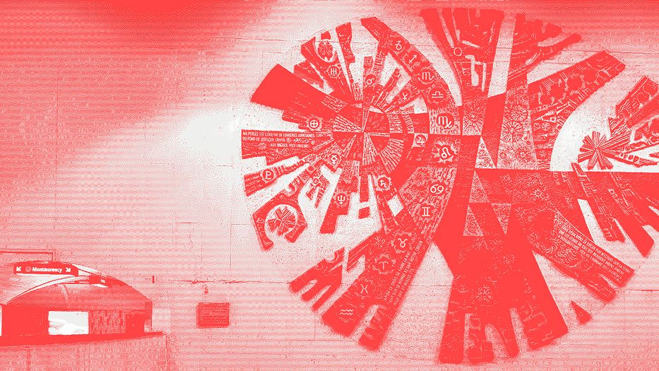 large mural scullpture in subway in montreal